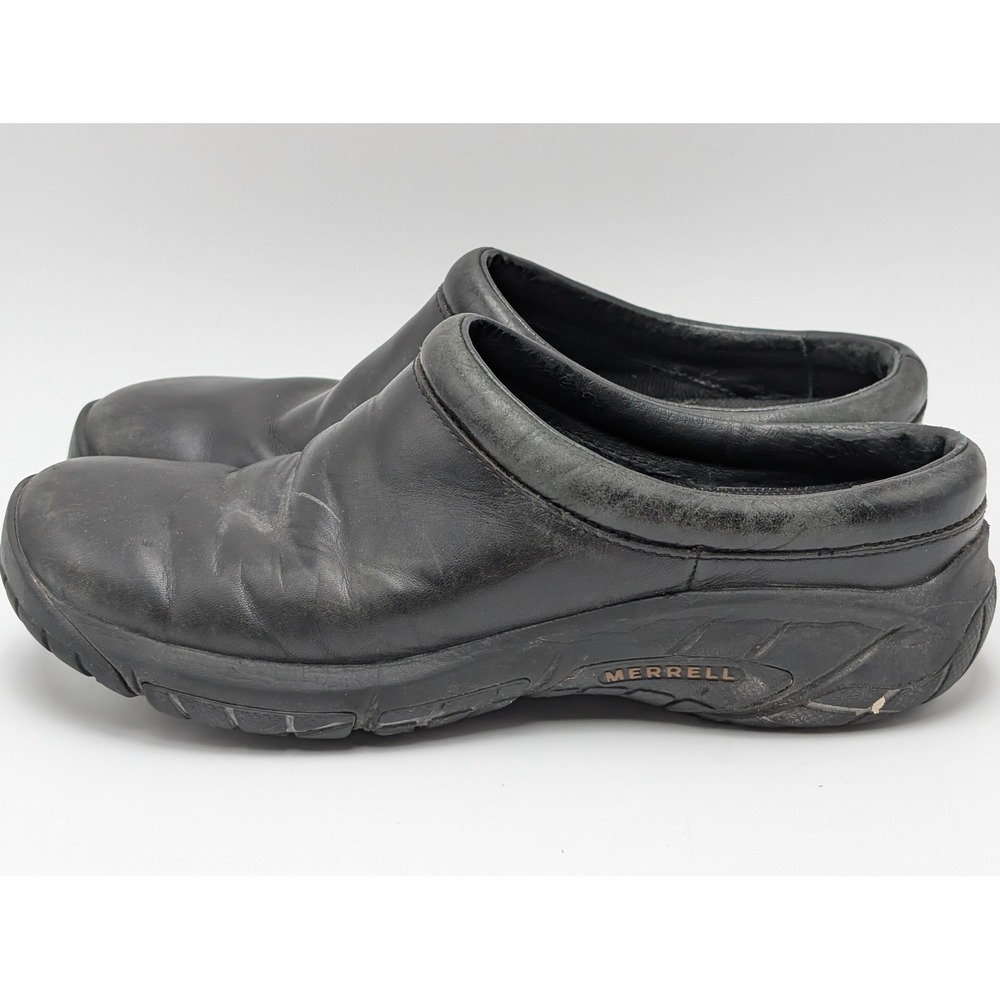 Merrell Clog Womens 7.5 Black Encore Q2 Leather Slip On Mule J48510 Work Comfort